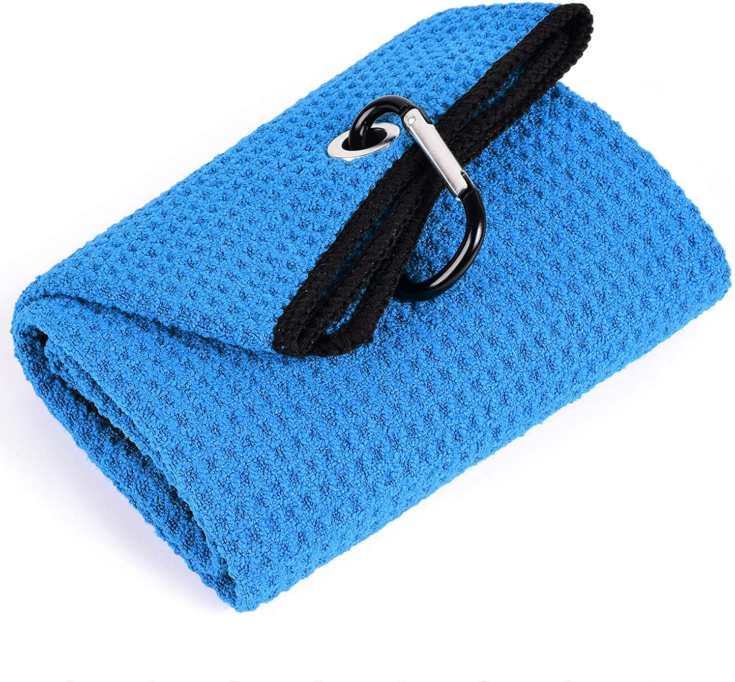 Microfiber Golf Towel, 16" X 24", Waffle Pattern Design with Carabiner Clip, Super Absorbent, Tri-Fold Large Golf Ball Towels, Golf Bag Accessories for Men and Women, Golf Gift(Blue)