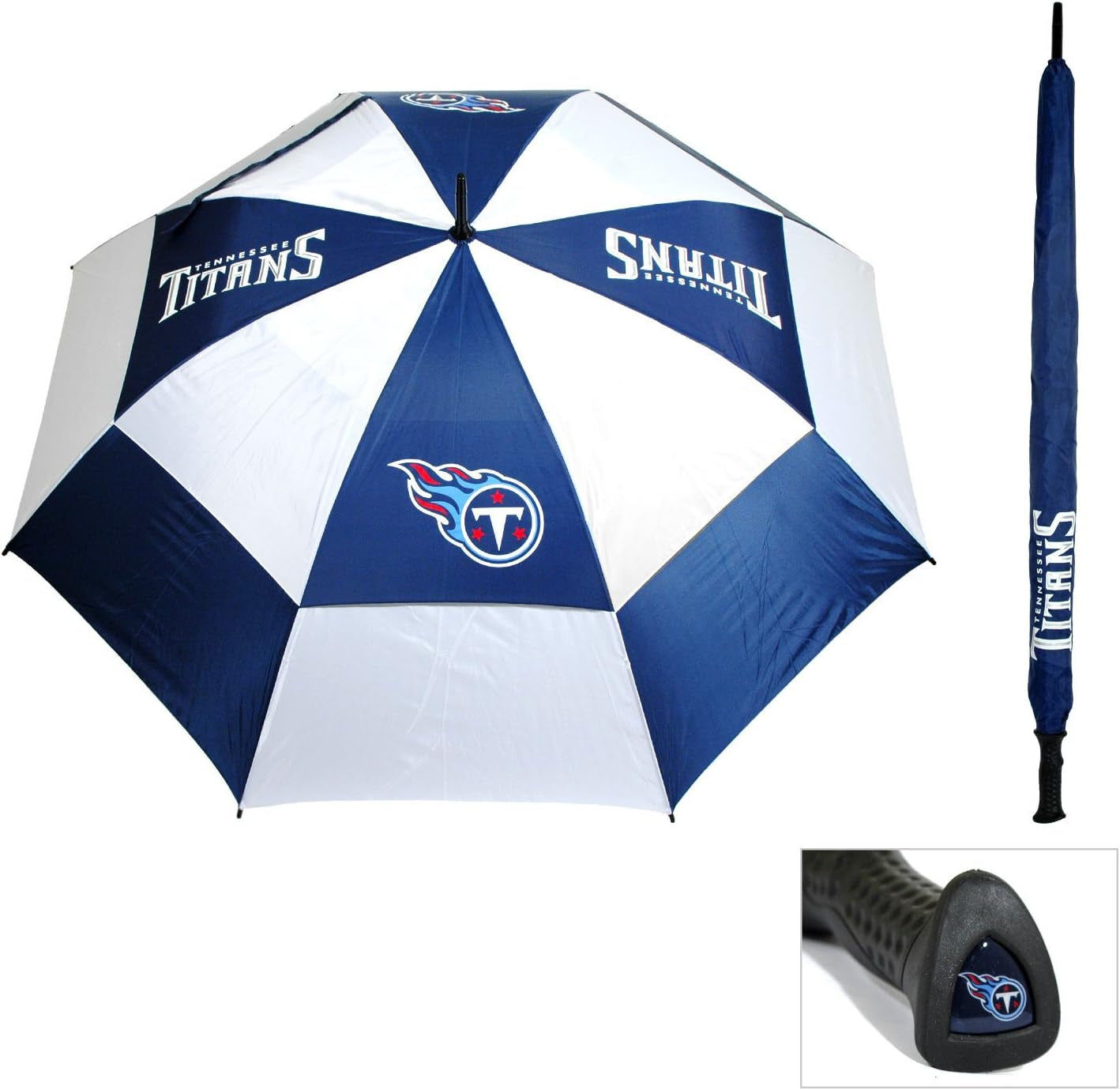NFL 62" Golf Umbrella with Protective Sheath, Double Canopy Wind Protection Design, Auto Open Button