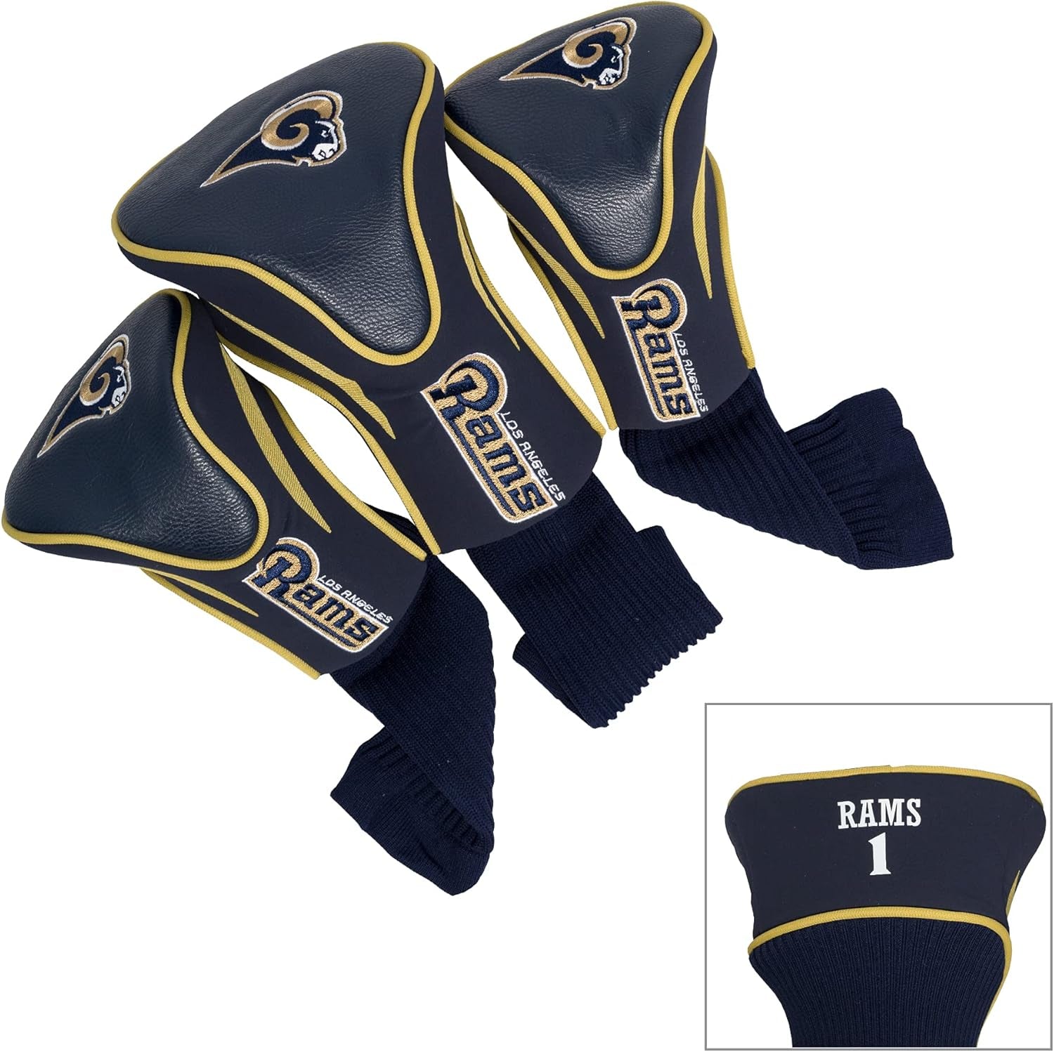 NFL Numbered 1, 3, & X, Fits Oversized Drivers, Utility, Rescue & Fairway Clubs, Velour Lined for Extra Club Protection