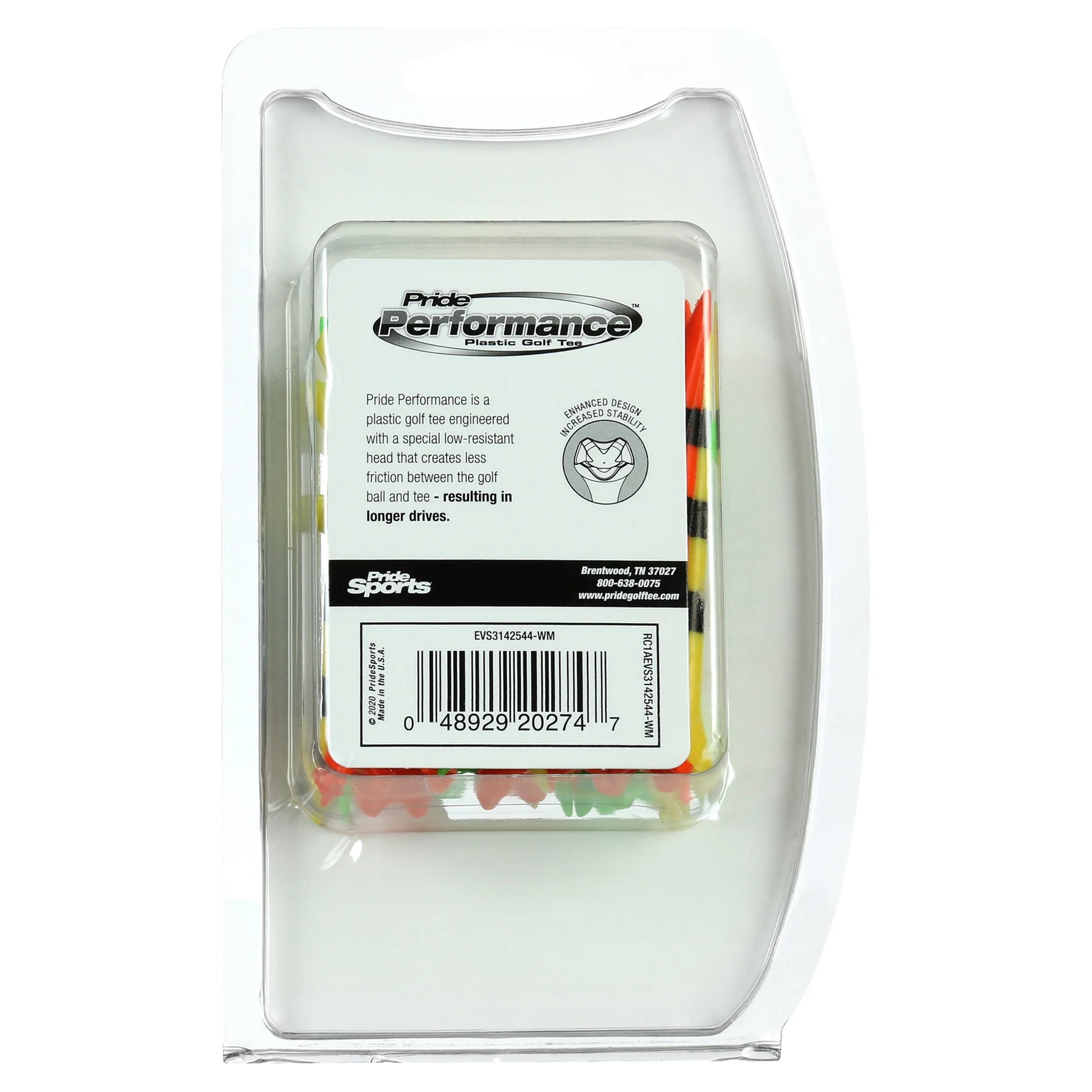 Pride Performance 3-1/4" Striped Fruit Mix Plastic Golf Tee, 25 Count